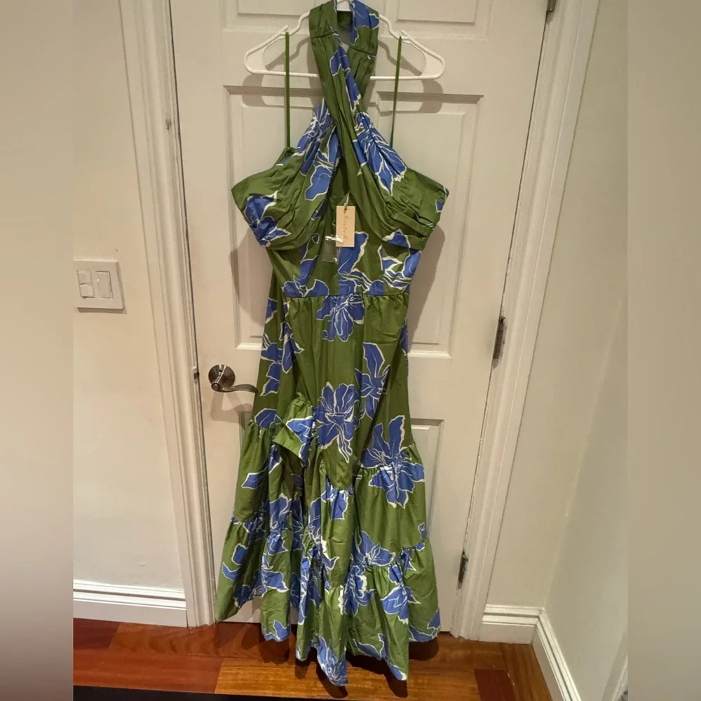 NWT Hutch Floral Stretch Cotton Halter Maxi Dress Size 16W - Picture 7 of 9